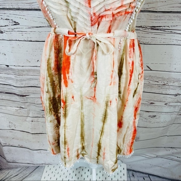 LULU’S i .madeline Cream Green Orange Pleat Dress - Picture 4 of 10